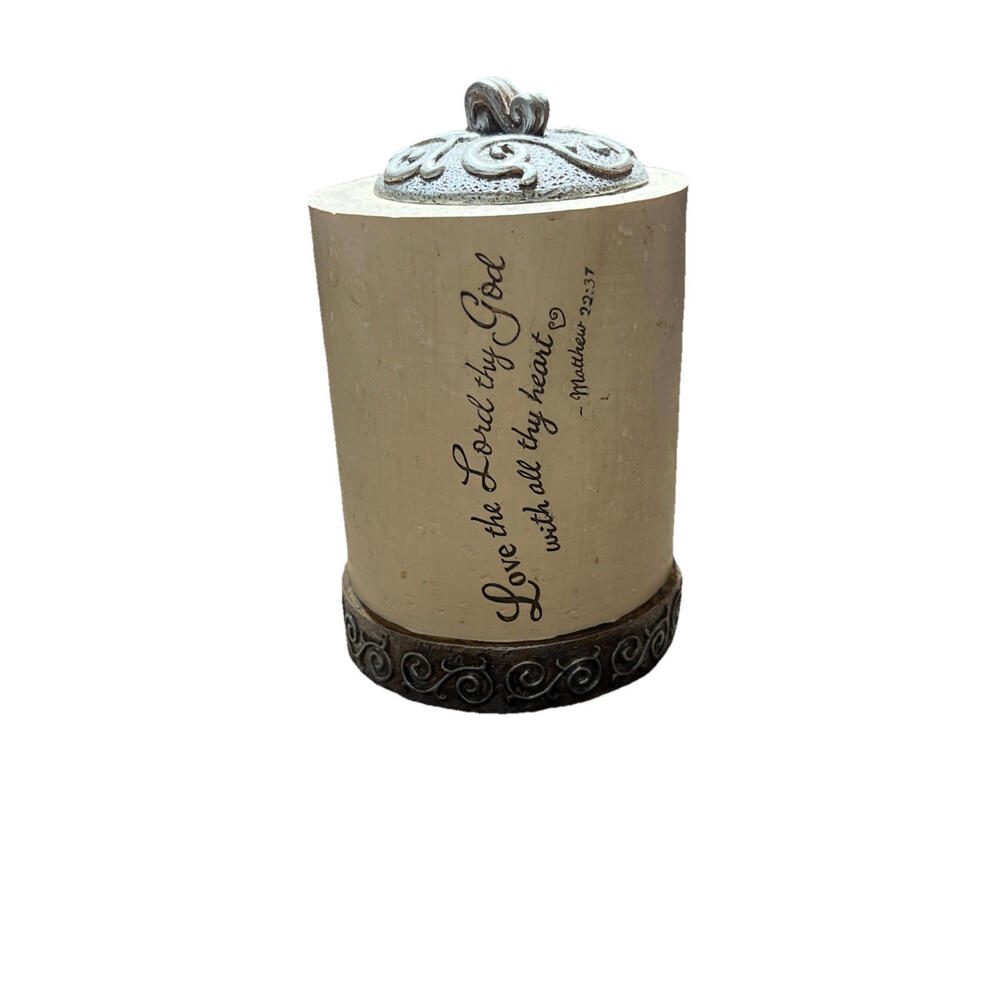 Comfort to Go Round Tea Candle Holder ~Love the Lord thy God Matthew 22:37Bible